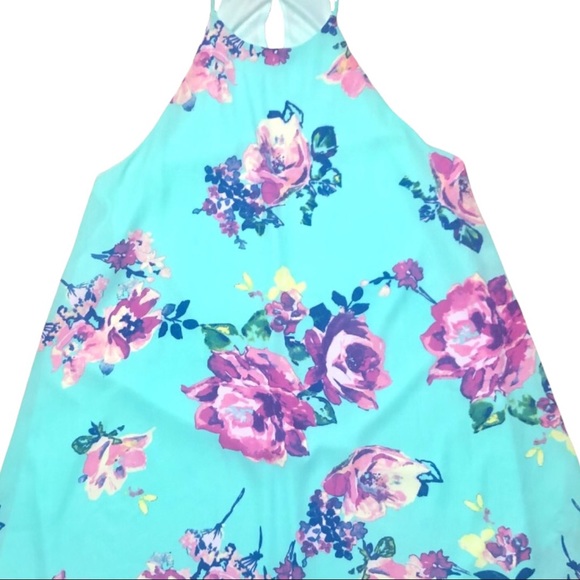 Everly Mini Dress Shift Halter Back Keyhole Size Medium Pre-Loved - Picture 5 of 11